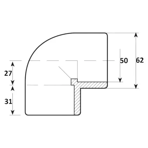 Alkūnė d50 | 90° | PVC-U - Image 2