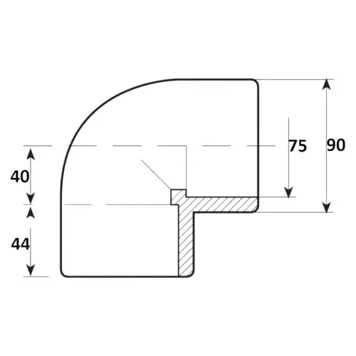 Alkūnė d75 | 90° | PVC-U - Image 2