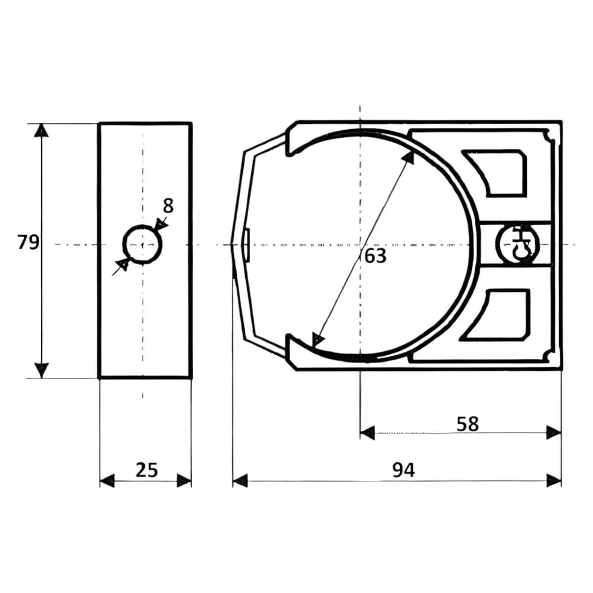 Laikiklis vamzdžiui d63mm PP Juodas - Image 2