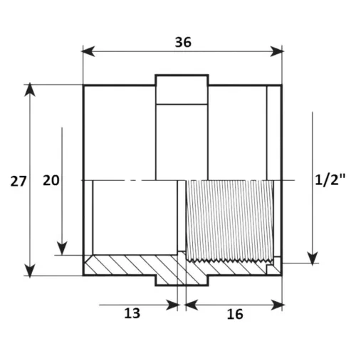 Sustiprinta redukuota mova d20 1/2" - Image 2