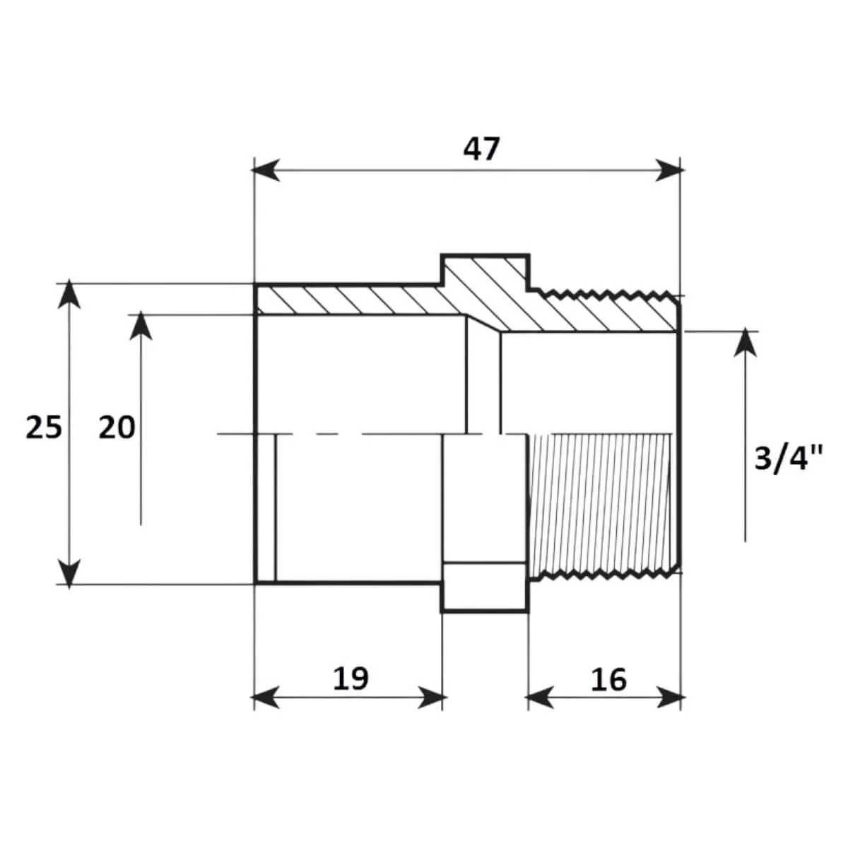 Nipelis d20/25 - 3/4" PVC